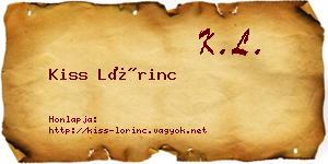 Kiss Lőrinc névjegykártya