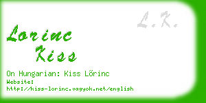 lorinc kiss business card